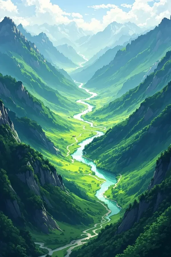 亚洲黄色电影《山河纪行》纪录片海报，墨绿色调山河远景